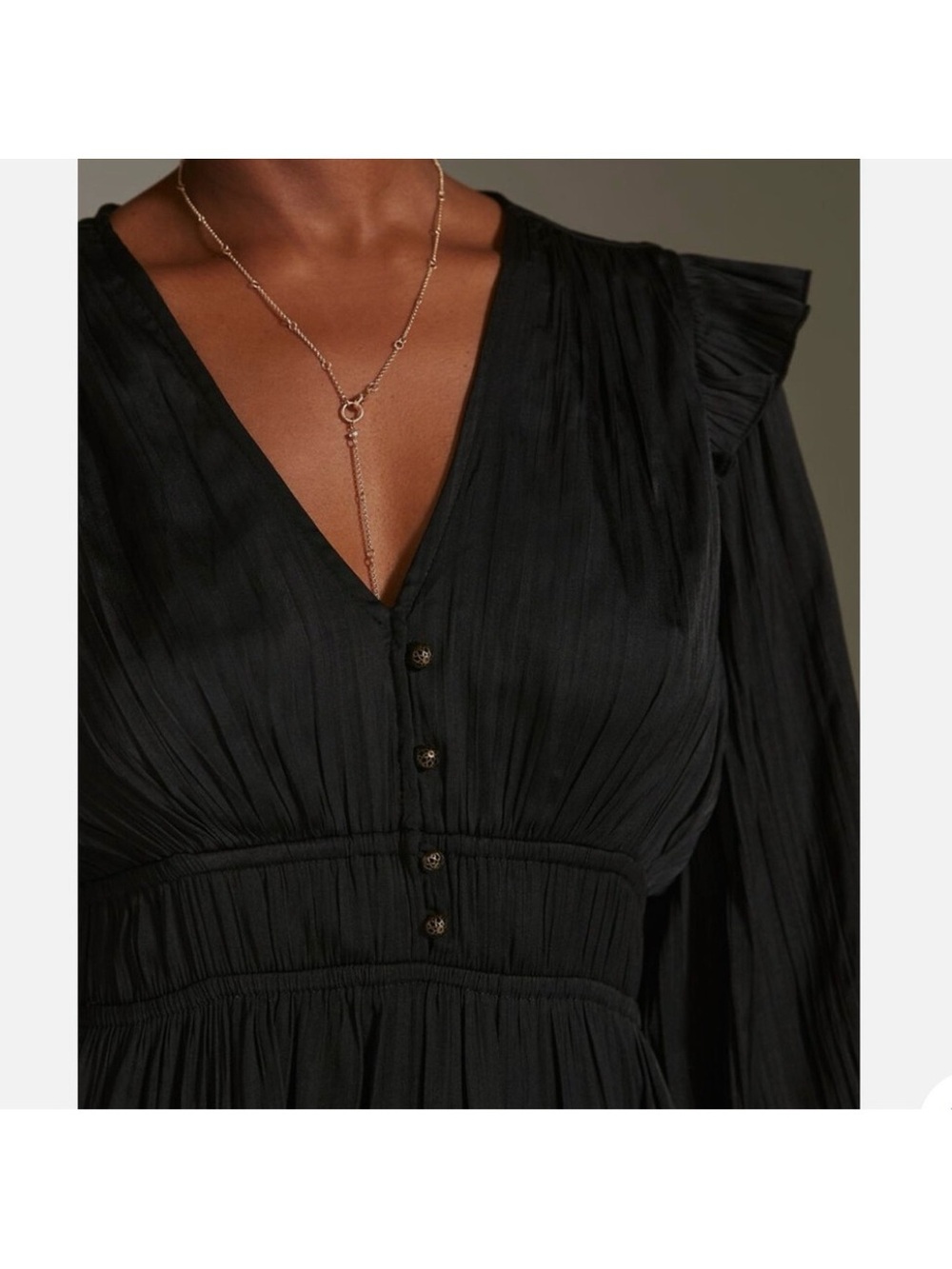 NWT Anthropologie, Size XS Tiered Ruffled Black Mini Dress - Picture 3 of 12